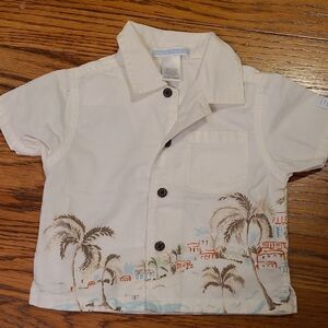 Janie and Jack Cream Tropical Button Down Shirt